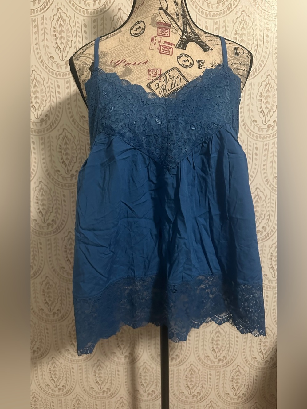 Amazon Blue Lace-Trim Camisole Tank Top